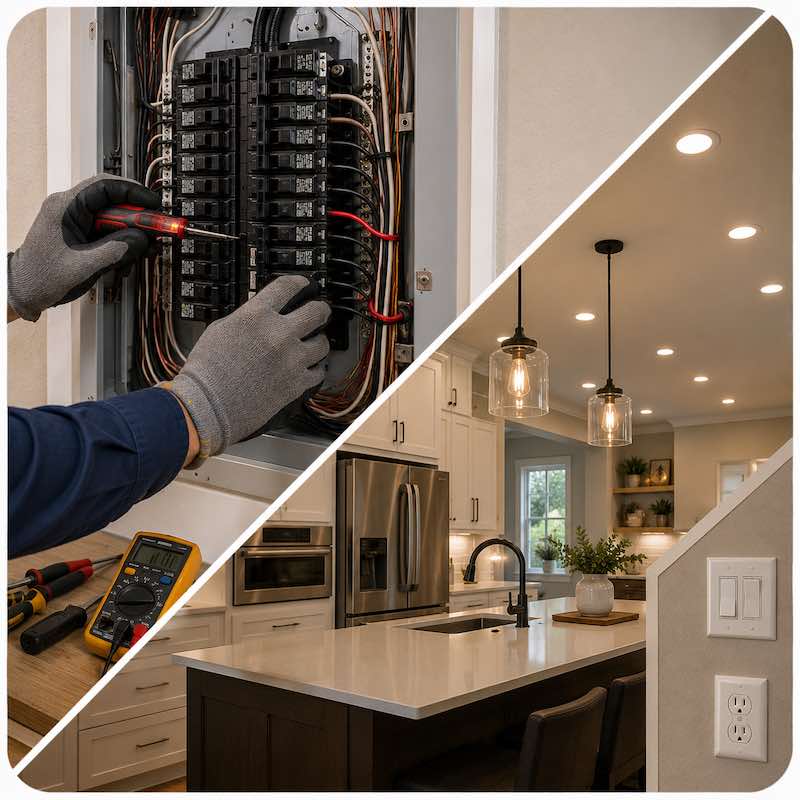 Electrician working on a panel