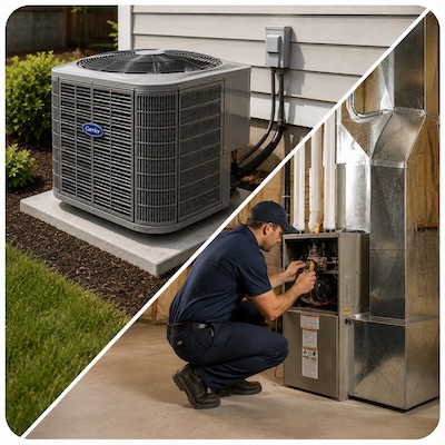 HVAC technician servicing a unit